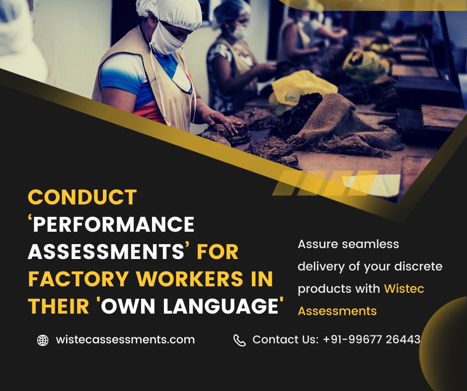WistecAssess's tweet photo. Regularly Conduct ‘Performance Assessments’ for Factory Workers in their ‘own Language’ to Assure seamless delivery of your discrete products with Wistec Assessments
Learn more - https://t.co/hq5iKH7Tez
#MultilingualAssessments #manufacturingindustry #industry #labourassessment https://t.co/Veg0uwU3Ho