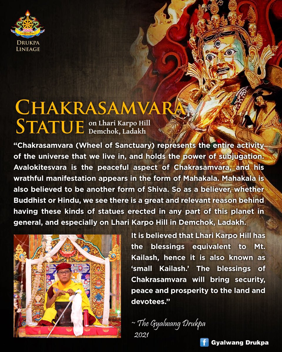 Drukpa's tweet photo. Chakrasamvara Statue at Lhari Karpo Hill, Demchok, Ladakh 

#Chakrasamvara #ChakrasamvaraStatue #WheelofSanctuary #PowerOfSubjugation #Avalokitesvara #Mahakala #Shiva #BuddhaStatue #LhariKarpoHill #Demchok #Ladakh #MtKailash #SmallKailash #Drukpa #Blessings https://t.co/eCRjtDyBBq