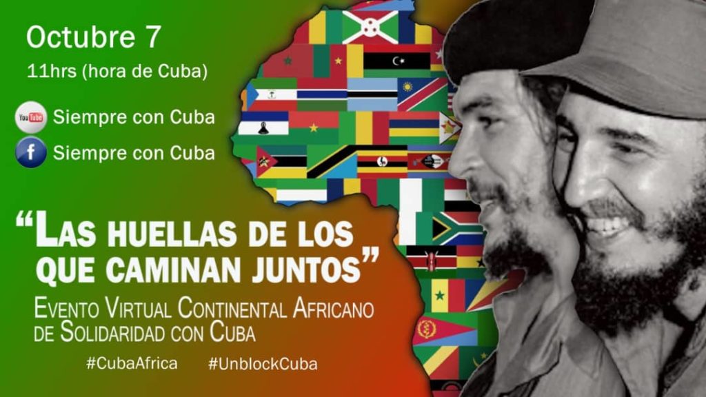 Abrazo agradecido a quienes se reúnen hoy, de forma virtual, en el evento continental de #África en Solidaridad con #Cuba. Por la raíz común, las luchas y la sangre compartidas, Fidel, Che, Sankara, Tambo, octubre, la independencia, #CubaAfrica #UnblockCuba