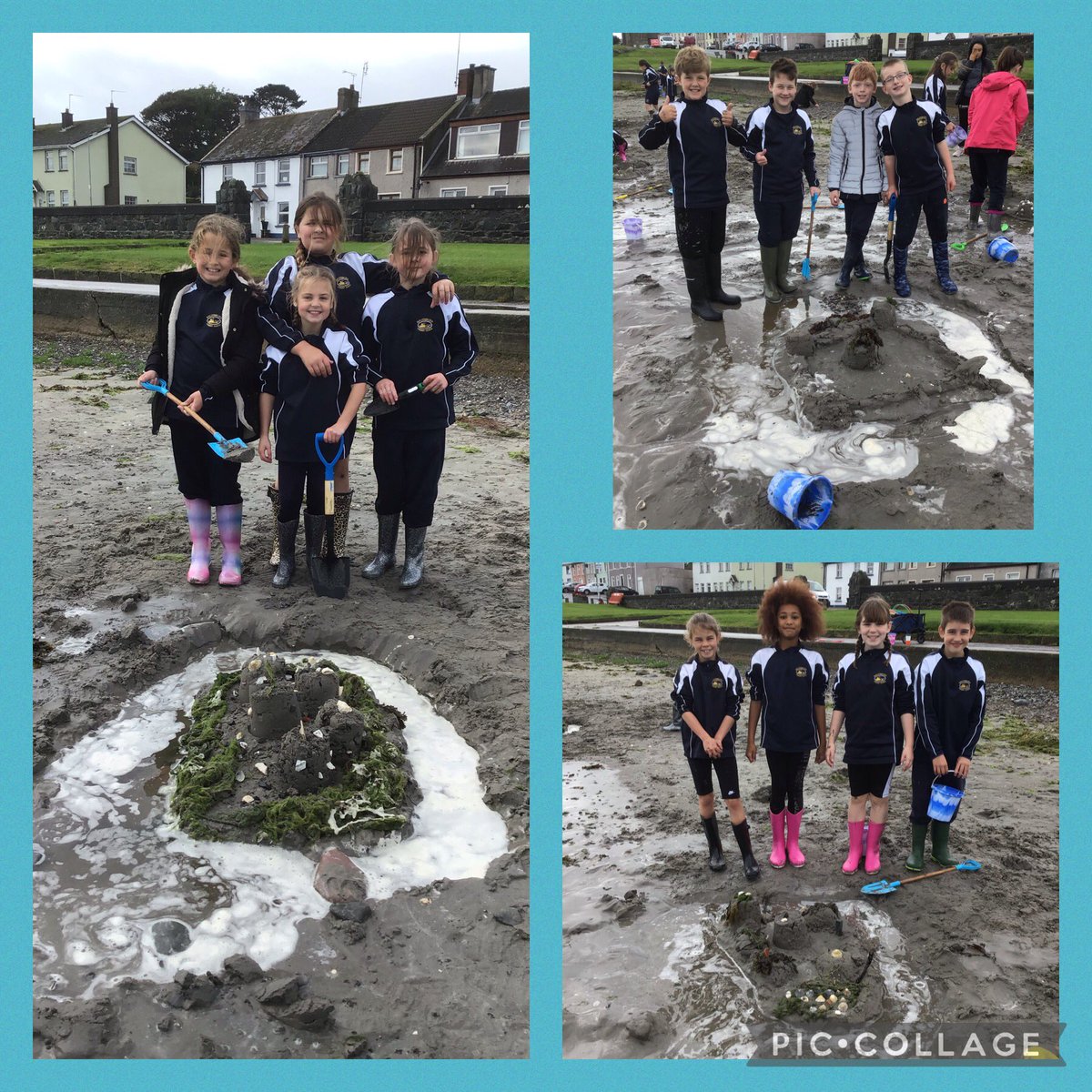 bps_p6's tweet photo. At beach school today P6 had a sandcastle competition. All groups worked well together and there were some amazing designs. Winners will be announced tomorrow! Which sandcastle do you think is the best? @BallywalterPS  @beachschoolsuk #beachschool #teamwork #P6rocks https://t.co/T30AnbJ5Me