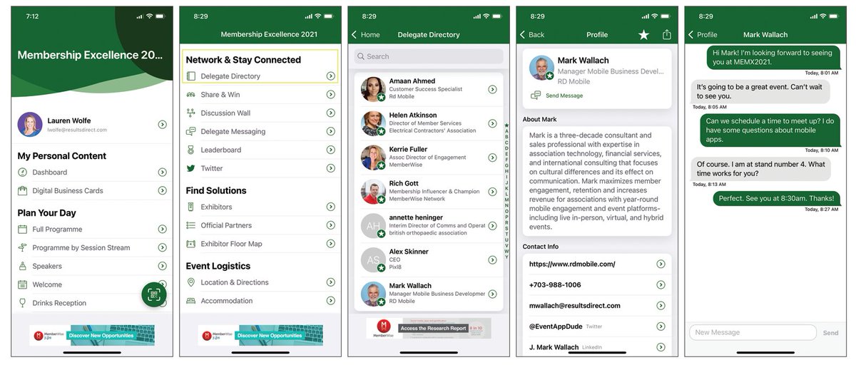 RDMobile's tweet photo. 📲 @MemberWise #MEMX2021 App Tip – Connect With Colleagues

See who's attending MEMX by visiting the Delegate Directory (available only to delegates). You can favourite your colleagues and message them via the Delegate Messaging menu item.

#memberwise #rdmobile https://t.co/s2N1IfpgoW