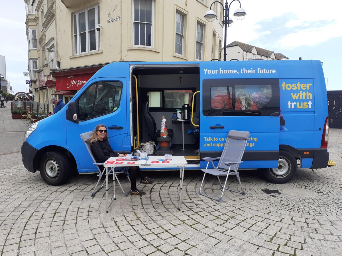 fosterforESCC's tweet photo. Vinnie the van is outside Tesco on Lottbridge Drove in Eastbourne today.  If you're interested in Fostering please come and chat to us between 10am and 3pm.  #fosterwithtrust #supportwithtrust https://t.co/UdtdxqNM9P