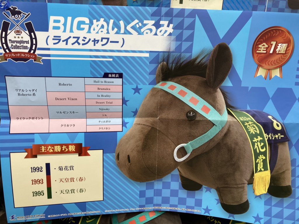 サラブレッドコレクション BIG ぬいぐるみ ライスシャワーゴールドシップスズ①