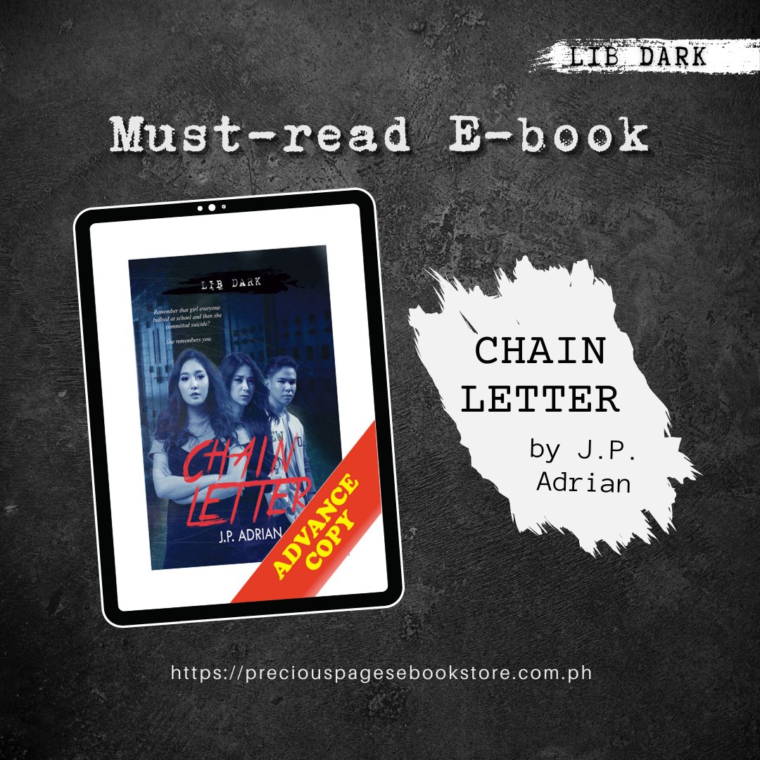 LIBOfficialPage's tweet photo. #FeaturedEbook: ๐๐ต๐ฎ๐ถ๐ป ๐๐ฒ๐๐๐ฒ๐ฟ by J.P. Adrian
Get the e-book here ๐ https://t.co/Vf7oHjkE1E
โจโจโจ
Vanessa thought it was just some sort of a sick prank and didnโt forward the chain letterโฆ She died the next day.
#EBookReads #PreciousiReader #LIBDark #JPAdrian https://t.co/asLAav6Z9N