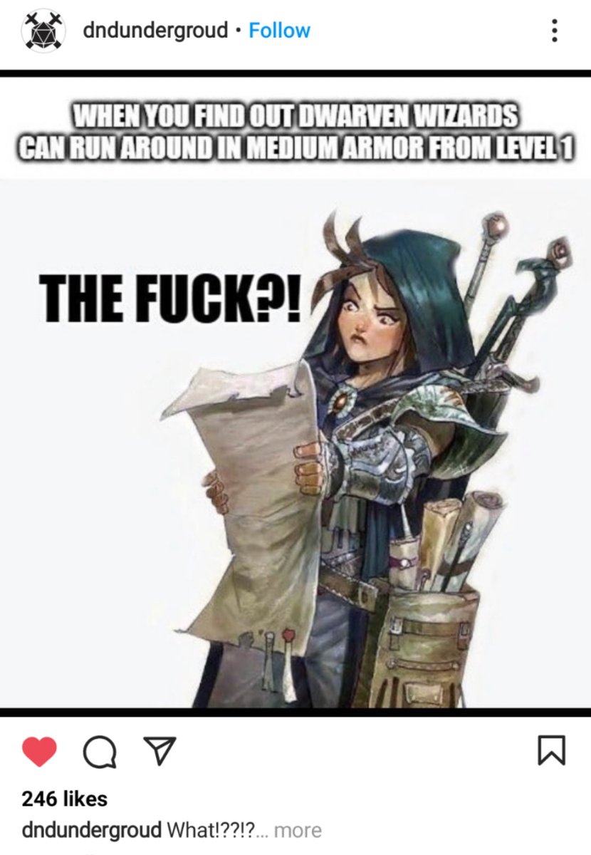 CastGuidance's tweet image. Sometimes it pays to do a little research before you build a character! 🤔🧙🛡️

#dndmemes #dwarfwizard #minmaxing #DnD