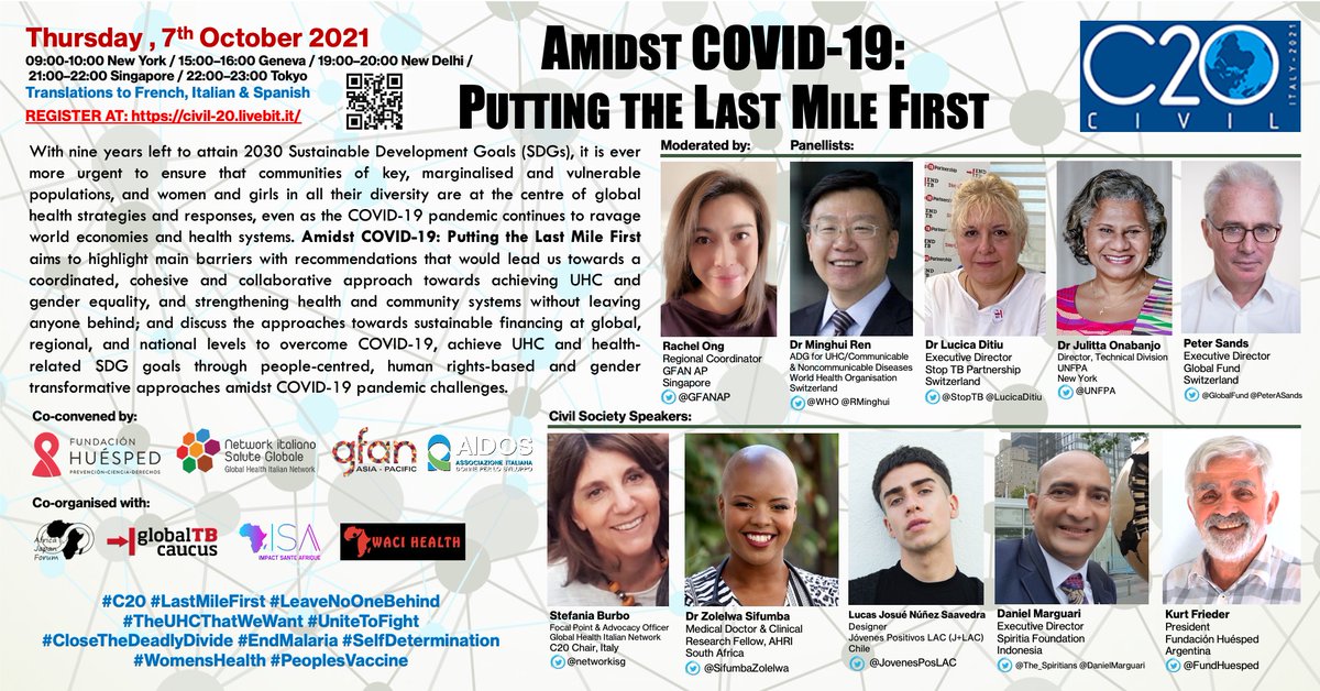 StopTB's tweet photo. AMIDST COVID 19: PUTTING THE #LASTMILEFIRST
@LucicaDitiu joins a panel of experts to discuss the approaches towards sustainable financing for health to overcome #COVID19, &amp; the path to achieve Universal Health Coverage &amp; health-related #SDGs 
👉https://t.co/yUwmICHazG #C20 https://t.co/a9r9Z1QjXR