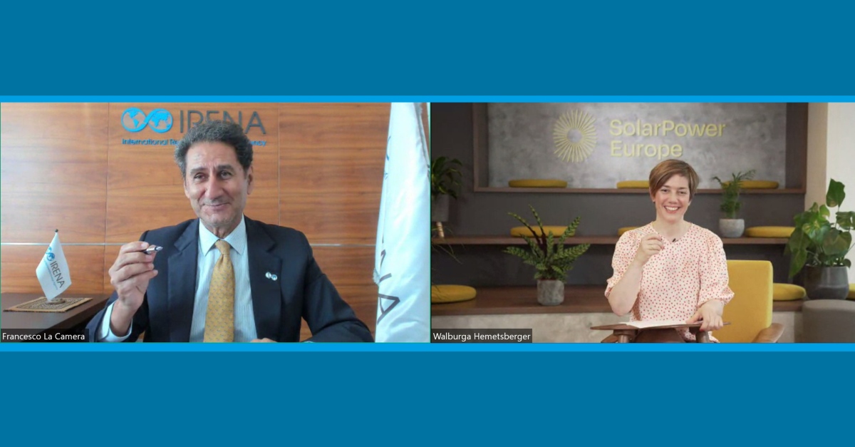 Pleasure to enter a new partnership w/<a href="/SolarPowerEU/">SolarPower Europe</a> CEO <a href="/SolarWalburga/">Walburga Hemetsberger</a>.

#SolarEnergy has been leading the global #renewables uptake over the years so it's important to enhance actions to take this progress to the next level &amp; accelerate #EnergyTransition: bit.ly/3lgVLkn