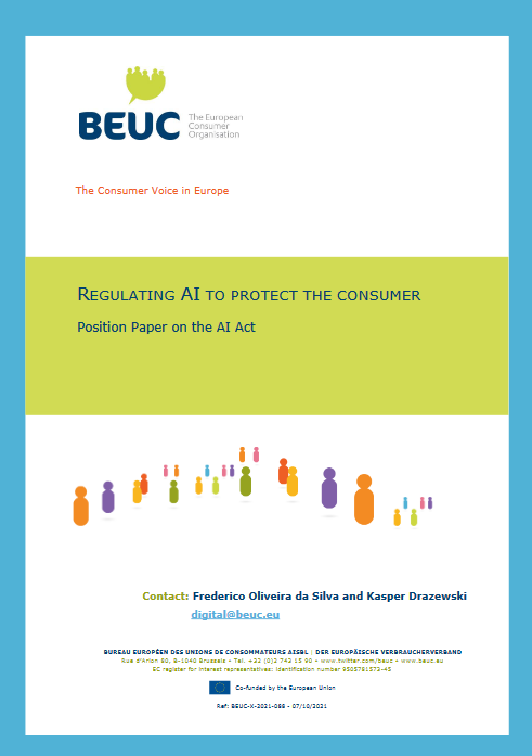 beuc's tweet photo. The #AIAct is the EU’s attempt to regulate #AI technologies as they burst into the mainstream. As crucial as this legislation is, the proposal doesn’t provide the protection consumers need. Today we release our position on how to achieve that. https://t.co/OiH6Pb4fYq THREAD. https://t.co/HO2i7LFDYS