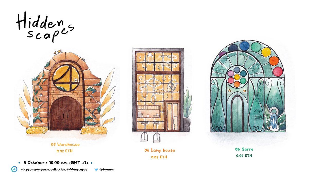 tpbunner's tweet photo. ☕️Hidden Scapes Collection 🪴
🌻 A hidden place for escape from reality to take a rest 🍵
🌷🌼✨New Scapes !! ✨🪴🍄
.
Available 8 October 10:00 AM. (GMT+7) 🌻☕️
https://t.co/CfMN6Z1UOl
.
#NFTs #NFTTHAILAND #nftcollectors #NFTdrop #NFTartist https://t.co/dBHZ7Eb0oC