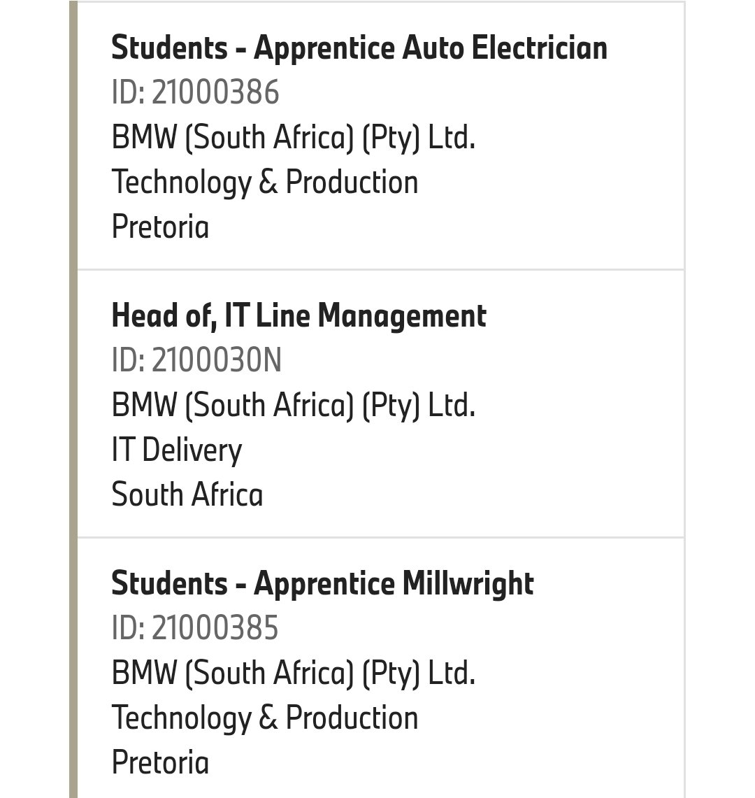 BMWSA is looking for apprentices, find a link below and retweet for awareness, someone might be in need 🔌

bmwgroup.jobs/za/en.html#loc…