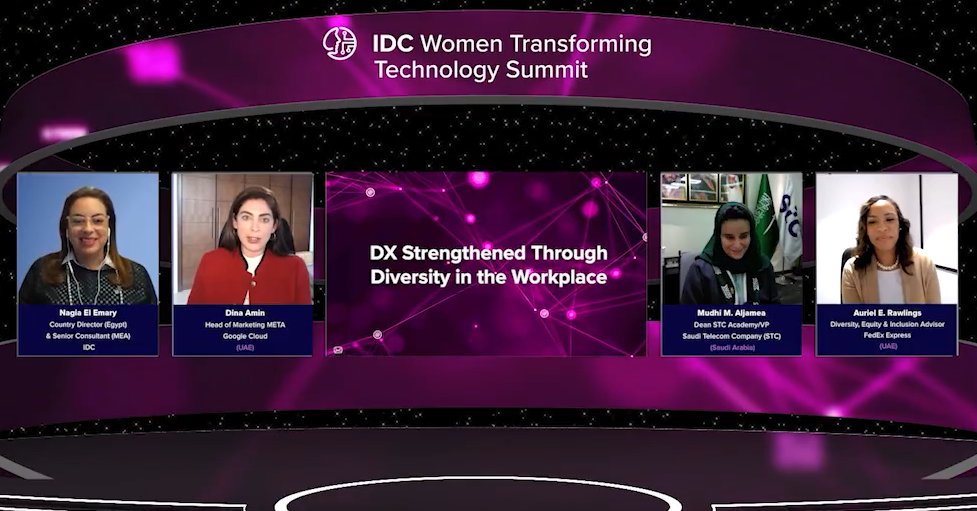 IDCMEA's tweet image. If YOU want to be the best, YOU have to be the BEST! Auriel E. Rawlings, @FedEx Express (UAE)  | Nagia El-Emary, @IDC | Dr. Mudhi Aljamea, Telecom Company @stc | &amp;amp; Dina Amin, @googlecloud | #IDCWTTS #Educate #Engage #Empower