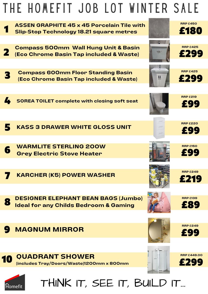 HomefitLTD's tweet photo. TOP TEN DEALS at Homefit this week #WinterDeals  #TopTen https://t.co/UencwKS9Nr