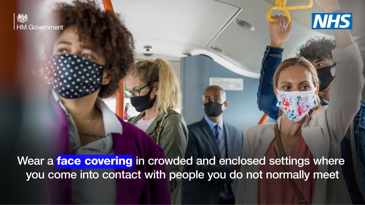 ChelwestFT's tweet photo. Wear a face covering 😷 in crowded and enclosed setting where you come in contact with people you do not usually meet 🚌 https://t.co/JLnfuvEgOE