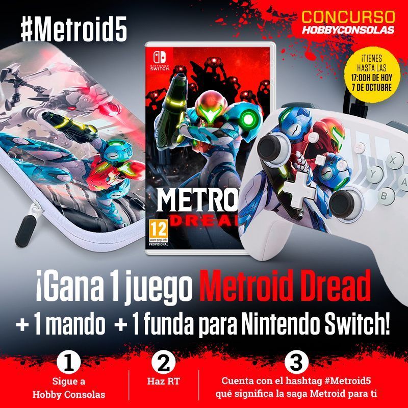 hobby_consolas's tweet photo. 🔴 ¡SORTEO! 🔴
🎁 1 PACK de Metroid Dread con juego físico + mando + funda

1️⃣ Síguenos @hobby_consolas
2️⃣ RT
3️⃣ Responde con el HT #Metroid5 y cuéntanos qué significa la saga Metroid para ti

⏰ ¡Acaba HOY a las 17:00! BBLL: https://t.co/wcZ4zw52El https://t.co/A6FHDtB0EZ