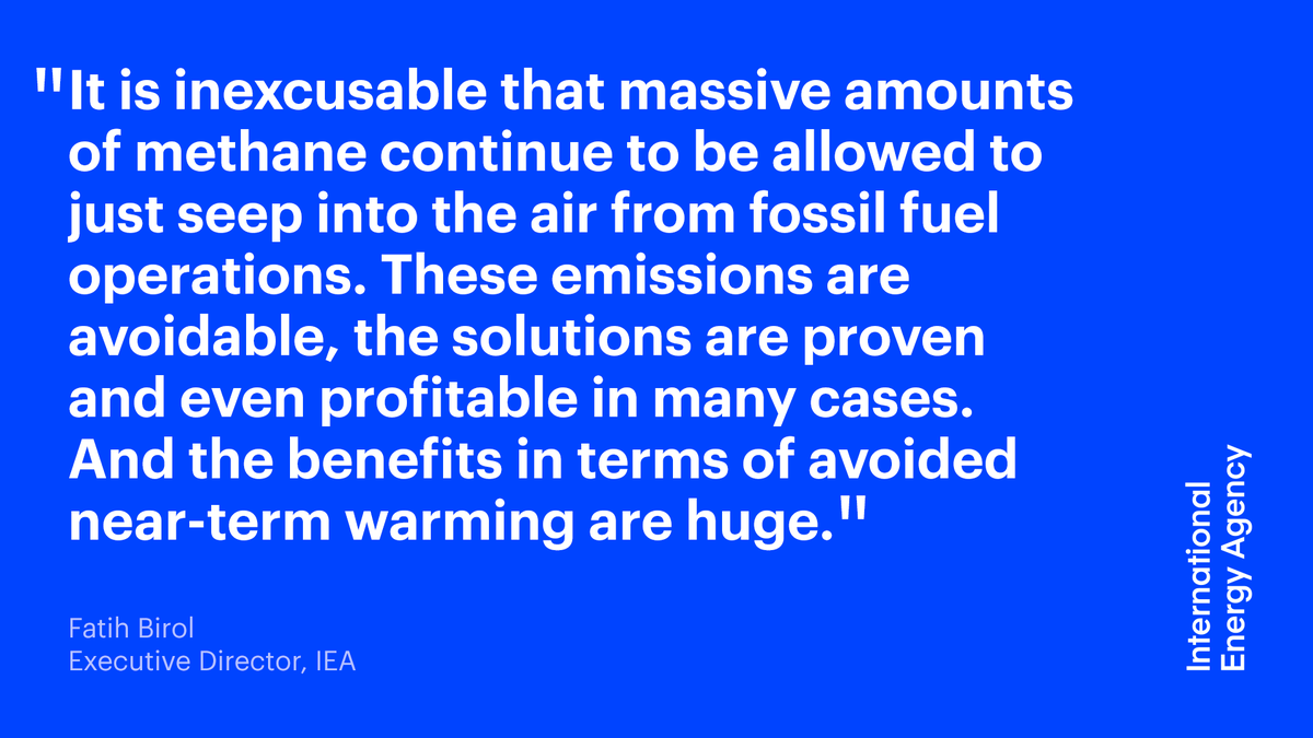 IEA's tweet photo. 🗣 “These emissions are avoidable, the solutions are proven &amp; even profitable in many cases. And the benefits in terms of avoided near-term warming are huge.”

IEA's @fbirol on the need to tackle methane emissions from fossil fuel operations. Read more → https://t.co/CTnvUKzWkA https://t.co/7xrFHii4ou