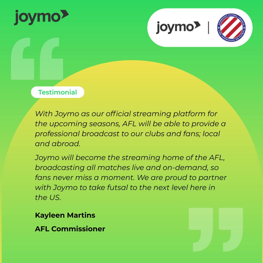 joymo_tv's tweet photo. ***TESTIMONIAL:  
It's go time @AFL_Futsal! 
We're looking forward to seeing you use your content to connect and engage with fans across the US &amp; globally.
#OTTplatform #livestreaming #ondemand #GDPRcompliant #Joymo #StreamingLive #Content https://t.co/BcNJNowjtk