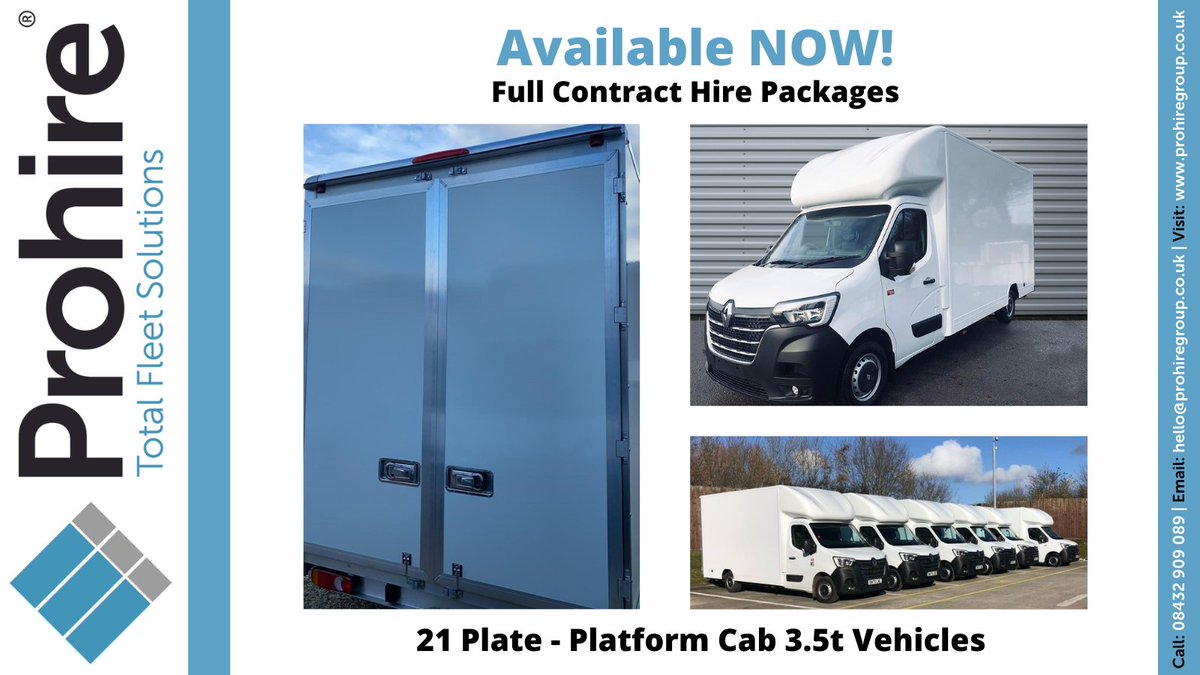 ProhireLimited's tweet photo. Prohire Limited - Proven to Deliver

We have a number of 21 plate Platform Cab 3.5t vehicles AVAILABLE NOW on full #contracthire! 

Call 08432 909 089 today for competitive #contract #hire rates and information!🐧

Once they're gone, they're gone! 

#availableimmediately https://t.co/0N4J7e2VI9