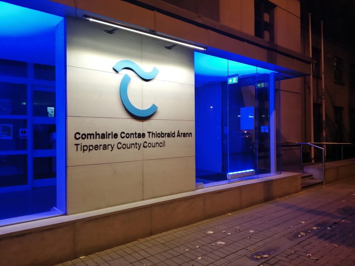 TipperaryCoCo's tweet photo. #Yourcouncil in #Tipperary delighted to support Trigeminal Neuralgia Day today by lighting up in blue https://t.co/7EuIuYjBkP