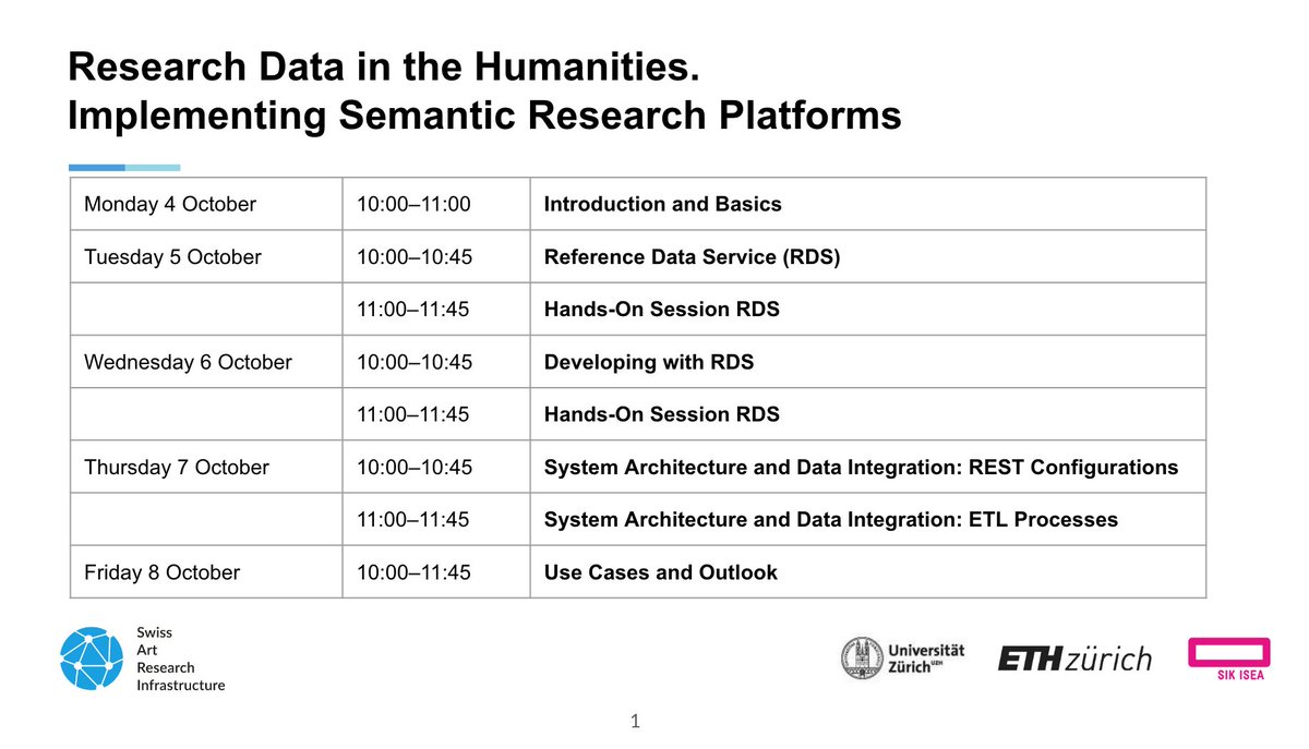 Thrilled to introduce Day 4 of  #ResearchDataInTheHumanities in which <a href="/gspinac/">Gianmarco Spinaci</a>
and @dadaSenior will present their implementation of #RDS at Villa I Tatti and @MatteoArgonauta  presents comprehensive #ETL processes developed at <a href="/gtaDigital_ETH/">gta Digital</a> . Join us at bit.ly/research-data-…