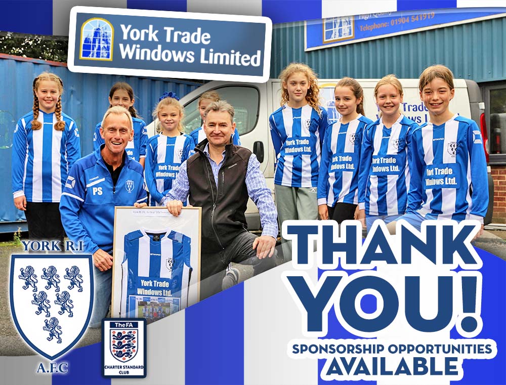 yorkriafc's tweet image. 🔵⚽York RI u11's &amp;amp; u13's Girls would both like to say a huge THANK YOU to their new sponsors for 2021/22⚽🔵

⭐Its fantastic local organisations like @york_trade &amp;amp; @peteqconsult that enable our teams each year⭐

 🟦📧Interested in sponsoring a teams? Drop us a message.📧🟦