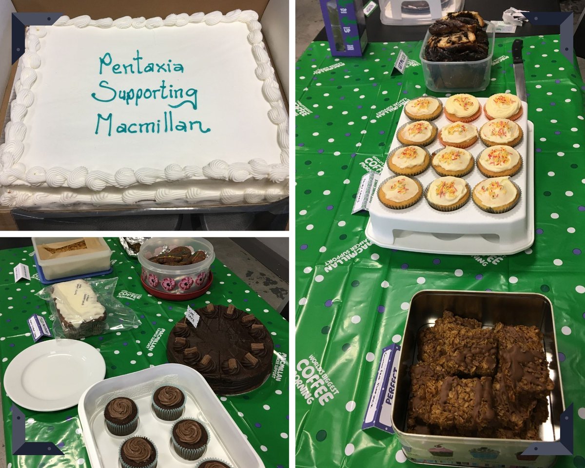 PentaxiaComps's tweet photo. All set up and raring to go.  Big shout out to all our fantastic bakers, now to raise some funds for @macmillancancer.  To donate visit https://t.co/Q9tGAlEeMK  #teamwork #cakegalore #donate #startthediettomorrow https://t.co/CaAhHY0h9p