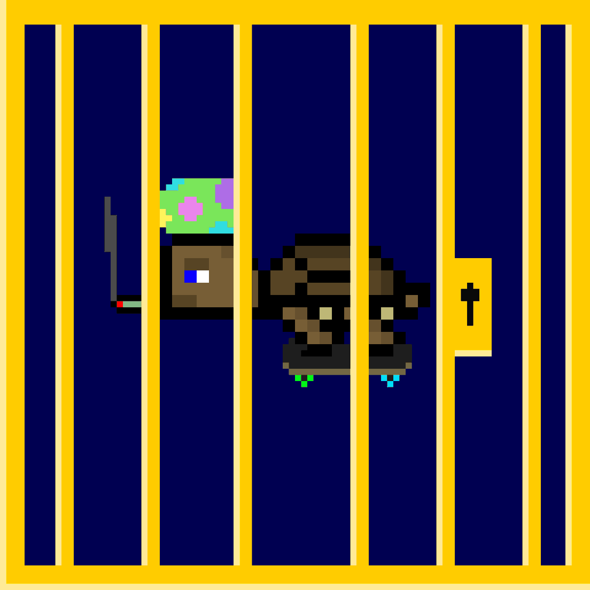 crammereth's tweet photo. Decided to buy some #DAOTurtles after reading about how OS froze them without cause. Love my golden cage, but LET THEM OUT! NFT community should be rallying around this. #freetheturtles #rugpull https://t.co/lvyQIxlK1A