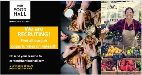 LisaDearing01's tweet photo. We are looking for chefs, cooks, counter staff and more! Come and join us 😁#hohfoodhall #HammondsofHull #foodies https://t.co/SB6mhK06gQ