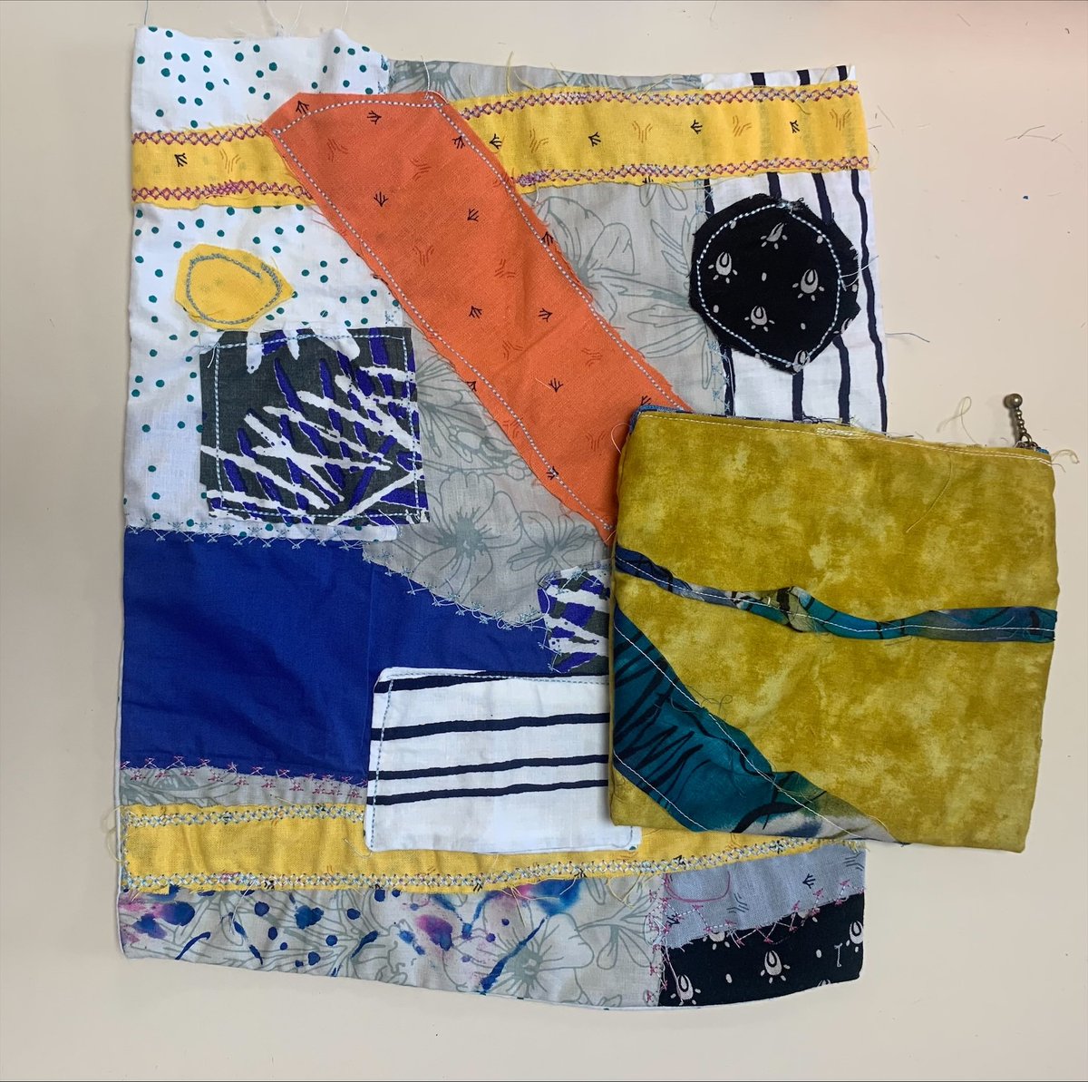 A Year 9 student making use of scrap fabrics to make new beautiful pieces at home. Lovely work. #PipersYear9 #PipersTextiles #PipersSenior