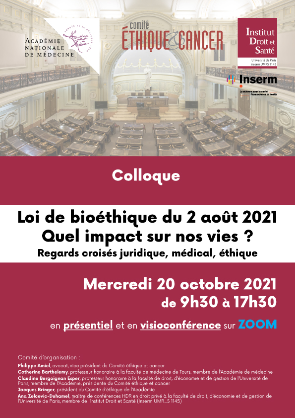 Institut Droit Sante (@instidroitsante) on Twitter photo Prochaine #manifestation organisée par l'<a href="/Instidroitsante/">Institut Droit Sante</a> et l'<a href="/acadmed/">Académie de médecine de France</a> en #presentiel et en #visioconference
#colloque sur le thème de la « Loi de bioéthique du 2 août 2021 » le 20 oct 9h-17h30
Inscription et programme : institutdroitsante.fr/manifestation/… Prochaine #manifestation organisée par l'<a href="/Instidroitsante/">Institut Droit Sante</a> et l'<a href="/acadmed/">Académie de médecine de France</a> en #presentiel et en #visioconference
#colloque sur le thème de la « Loi de bioéthique du 2 août 2021 » le 20 oct 9h-17h30
Inscription et programme : institutdroitsante.fr/manifestation/…