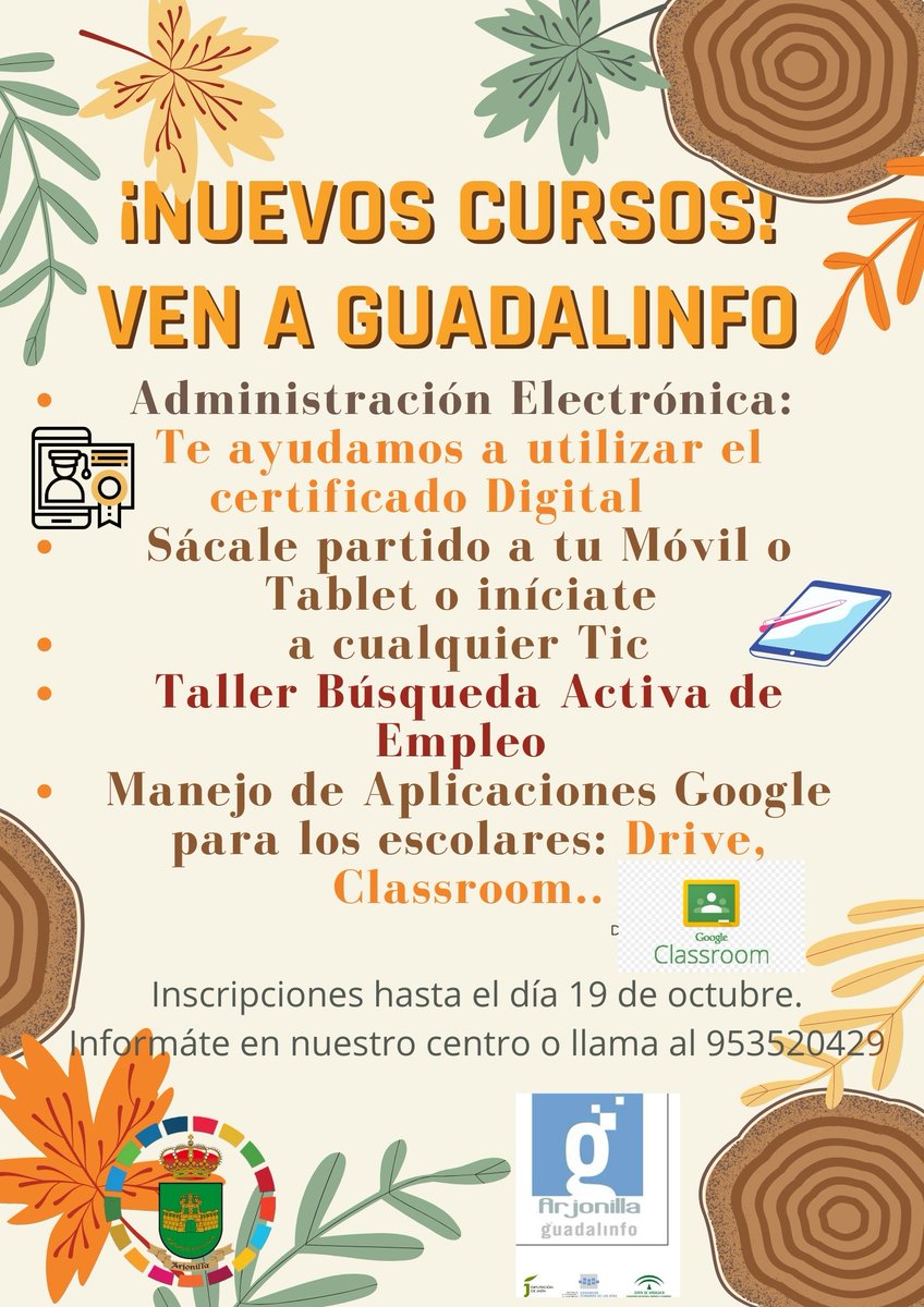 CGArjonilla's tweet photo. Actividades este otoño y muchas más. No dejes pasar tu oportunidad #eadministracion #busquedaactivadeempelo #TIC #Redes #altacapacidad https://t.co/7cyMMCDqPS
