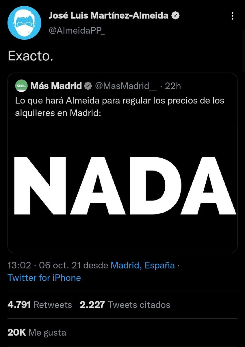 RebeldiaCMadrid's tweet photo. ⬅️A la izquierda, lo serio que se toma Almeida el problema de la vivienda en Madrid.
➡️A la derecha, el problema.

Gobierna por y para la desigualdad. https://t.co/C47WMGF7cj