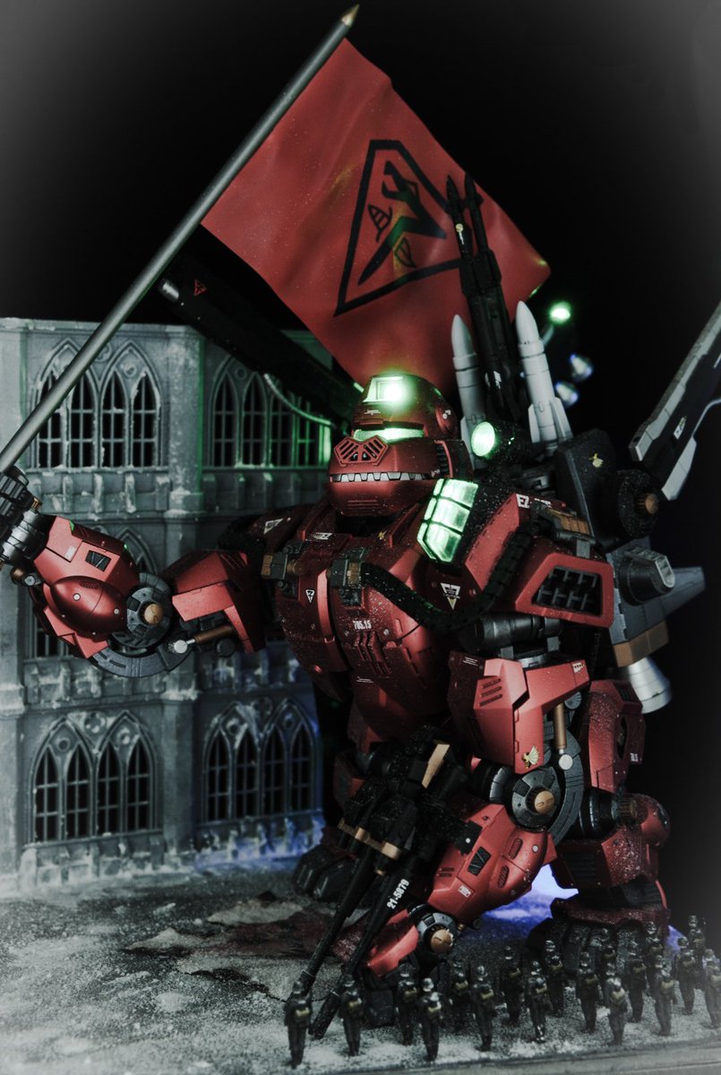37_DON_37's tweet photo. 『深紅の旗』

戦闘とも呼べない虐殺の後、帝都は制圧され、皇帝官邸のガイロスの旗が燃やされた。初雪が舞う中、代わって掲げられたのは蛇と短剣をあしらった深紅の旗。50年前滅びたゼネバスの旗であった。

（機獣新世紀バトルストーリー THE AVENGE OF PROITZEN 『反乱』より）
#ZOIDS
#ゾイド
#HMM https://t.co/CmCpoanC8b