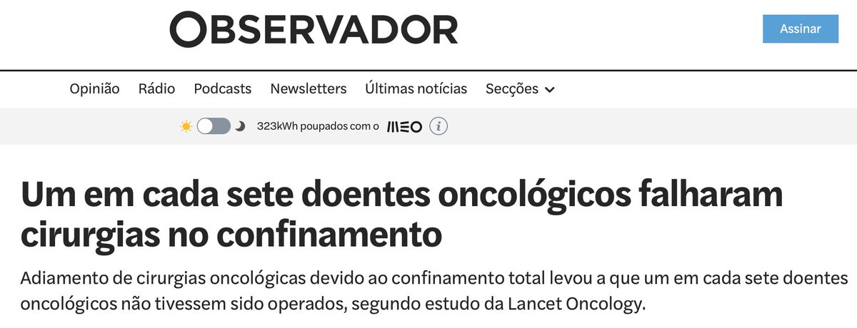 Can we do better? Better waiting list management and patient prioritisation? Reserved beds, ITU and theatre space for cancer patients? To make sure they receive the best care possible

I am glad <a href="/Publico/">Público</a> <a href="/JornalNoticlas/">JornalDeNoticias</a> <a href="/observadorpt/">Observador</a> and a few others spread the message in 🇵🇹