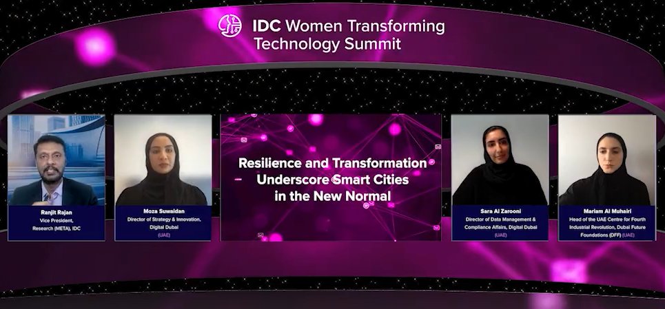 IDCMEA's tweet image. Aim to build a whole data system in #Dubai #secure platform where you can have open data for the public shares Ms. Sara Al Zarooni, Ms. Moza Suwaidan &amp;amp; @DigitalDubai #UAE @mozasw | @ranjitrajan1 @IDC | &amp;amp; Ms. Mariam Obaid AlMuhairi, @DubaiFuture Foundations (DFF), (UAE) | #IDCWTTS