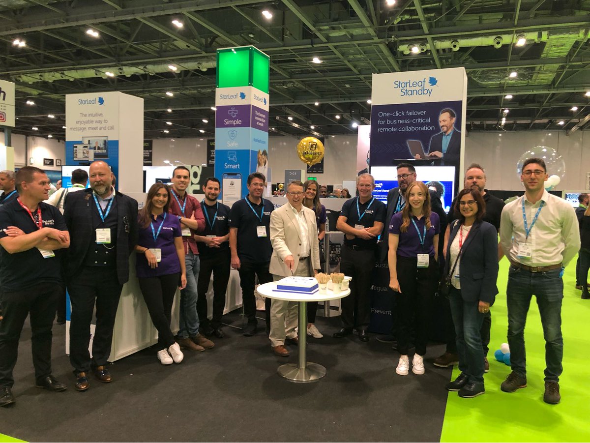 StarLeafStandby's tweet photo. Missed the StarLeaf Standby launch at #UCExpo yesterday? 

The team are back for Day 2, so there's still time to visit our stand to talk about all things StarLeaf.

In the meantime, here are some more pictures from the event yesterday, including our #Standby birthday cake! https://t.co/YShJMMldkf