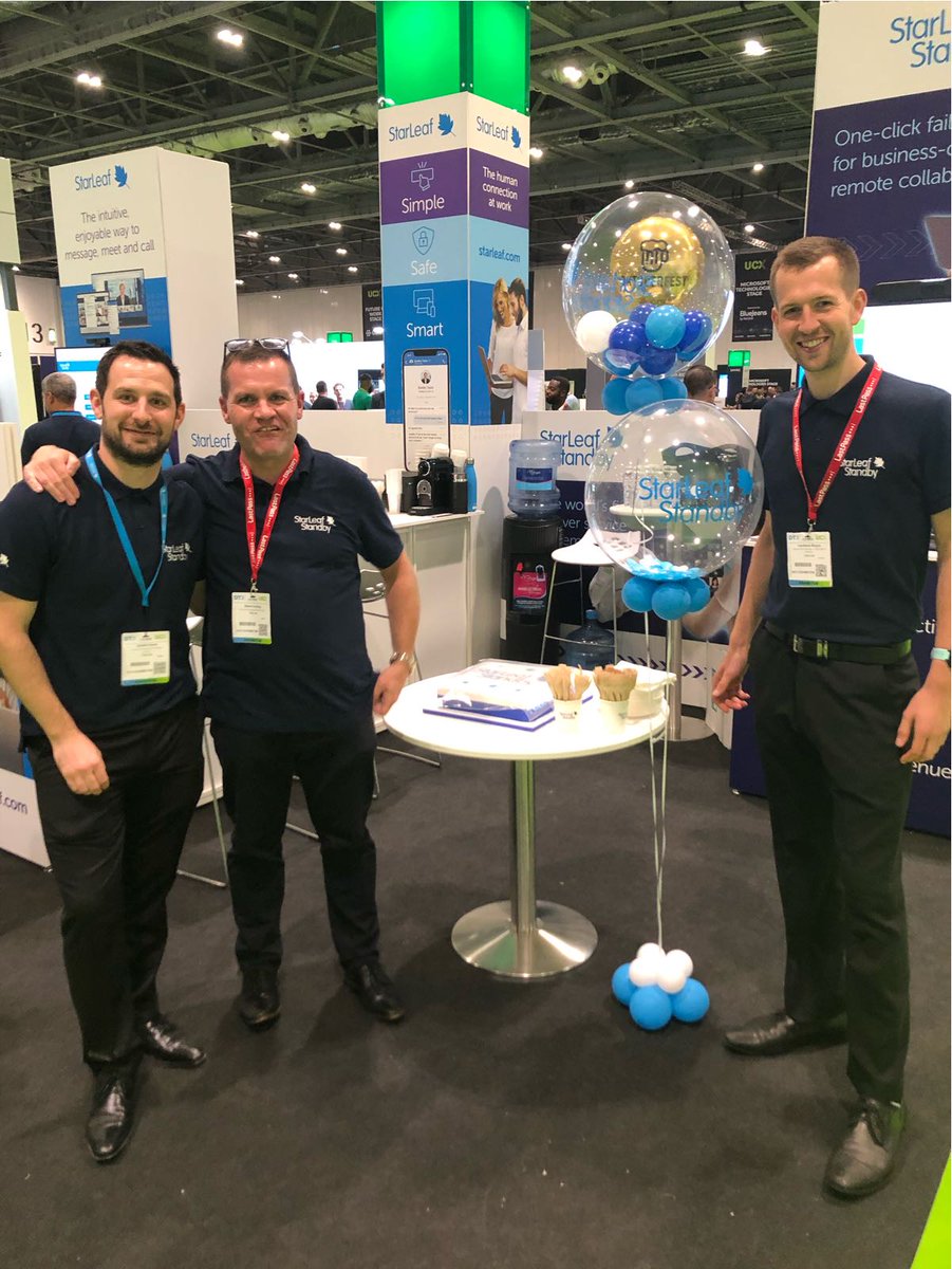 StarLeafStandby's tweet photo. Missed the StarLeaf Standby launch at #UCExpo yesterday? 

The team are back for Day 2, so there's still time to visit our stand to talk about all things StarLeaf.

In the meantime, here are some more pictures from the event yesterday, including our #Standby birthday cake! https://t.co/YShJMMldkf