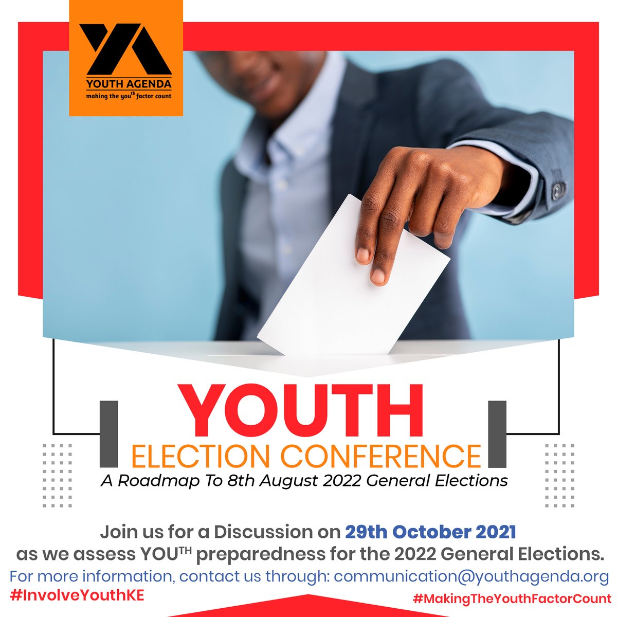 youthagenda254's tweet photo. #Roadmapto2022GeneralElections
Join us on Friday, 29th October 2021, at the #YouthElectionConference as we unpack #YouthKE preparedness ahead of the 2022 General Elections.
#VijanaTugutuke
@IEBCKenya @MoICTKenya @CMDKenya @UraiaTrust @oslocenter @UNDPKenya @FordFoundation @ilo https://t.co/gVXfk4wX9x