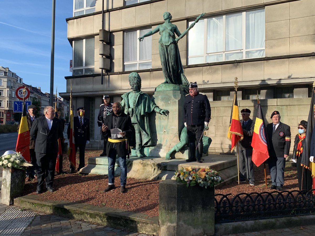 BeaDiallo's tweet photo. 🔴 Commémoration du monument de l’ancienne gendarmerie Rue J. Wijtsman. 

📷 Ce matin, en tant que Bourgmestre F.F, j’ai eu l’occasion de saluer les sacrifices et la bravoure de nos gendarmes mort pour la patrie. 

#monument #ixelles https://t.co/DnyfK4XbHM