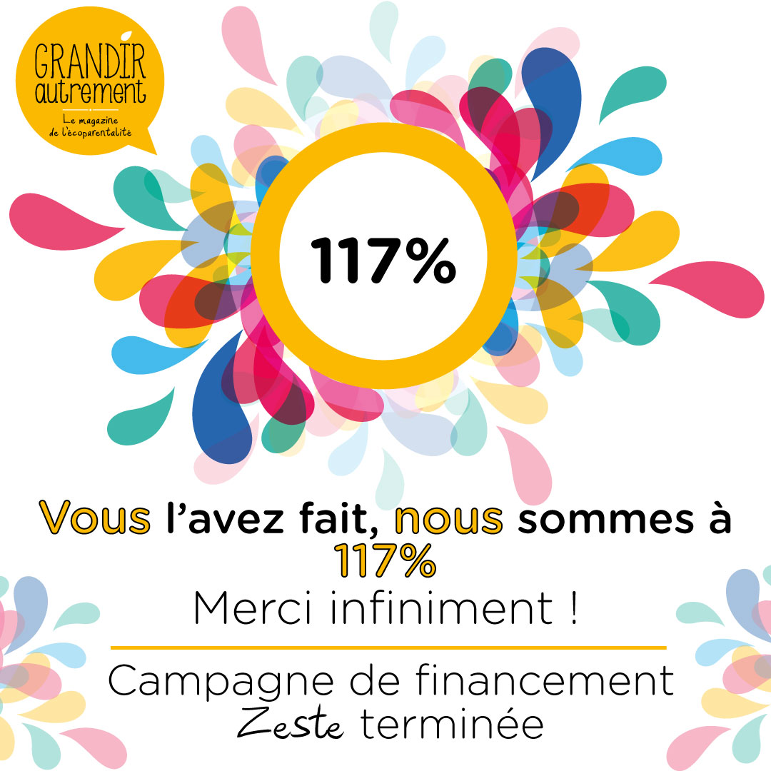 GrandirAutremen's tweet photo. 117% ! 🥳
Pourcentage finale de la campagne de financement Zeste.
Grâce à vous Grandir Autrement peut continuer son aventure plus sereinement.
Merci infiniment 🥰
#magazine #maman #famille #enfant #ecofriendly #parenting #help https://t.co/E17rHH8tW8