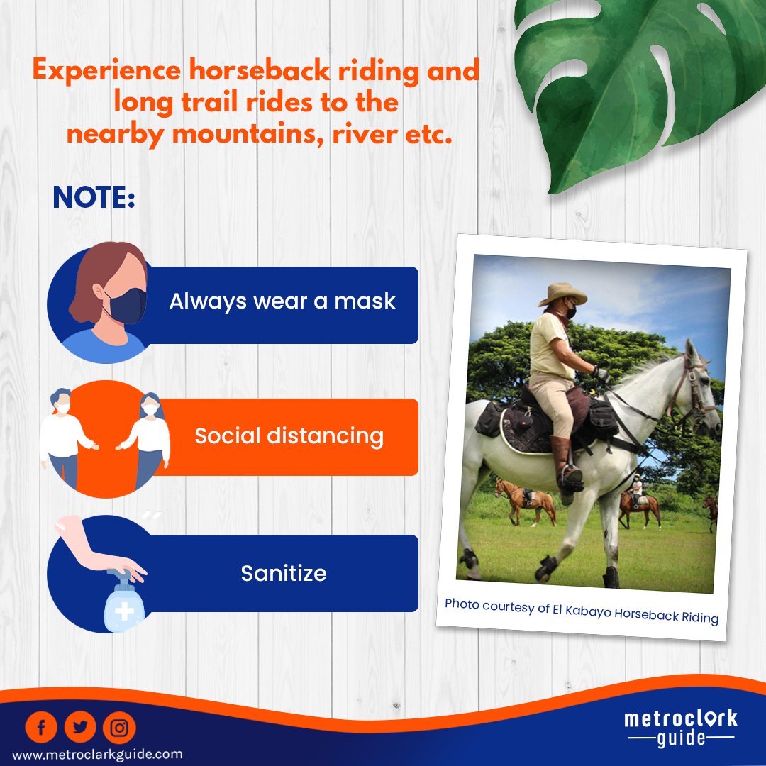 metroclarkguide's tweet photo. Wondering what #HorsebackRiding is like? 

Clark got you covered at @ElKabayo. Experience an old western town that offers horse rides, sports events, western food festivals, horse boarding, and riding lessons.

What are you waiting for? Stop by now!

#MetroClarkGuide https://t.co/tlBfZMpInC