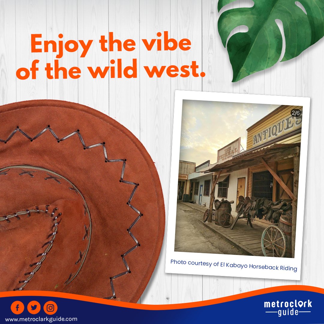 metroclarkguide's tweet photo. Wondering what #HorsebackRiding is like? 

Clark got you covered at @ElKabayo. Experience an old western town that offers horse rides, sports events, western food festivals, horse boarding, and riding lessons.

What are you waiting for? Stop by now!

#MetroClarkGuide https://t.co/tlBfZMpInC