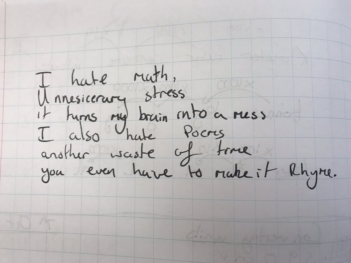 DevizesMaths1's tweet photo. Celebrating National Poetry Day with Year 8 this morning.@Y8Devizes @Devizes_LRC https://t.co/2icBS1njIs