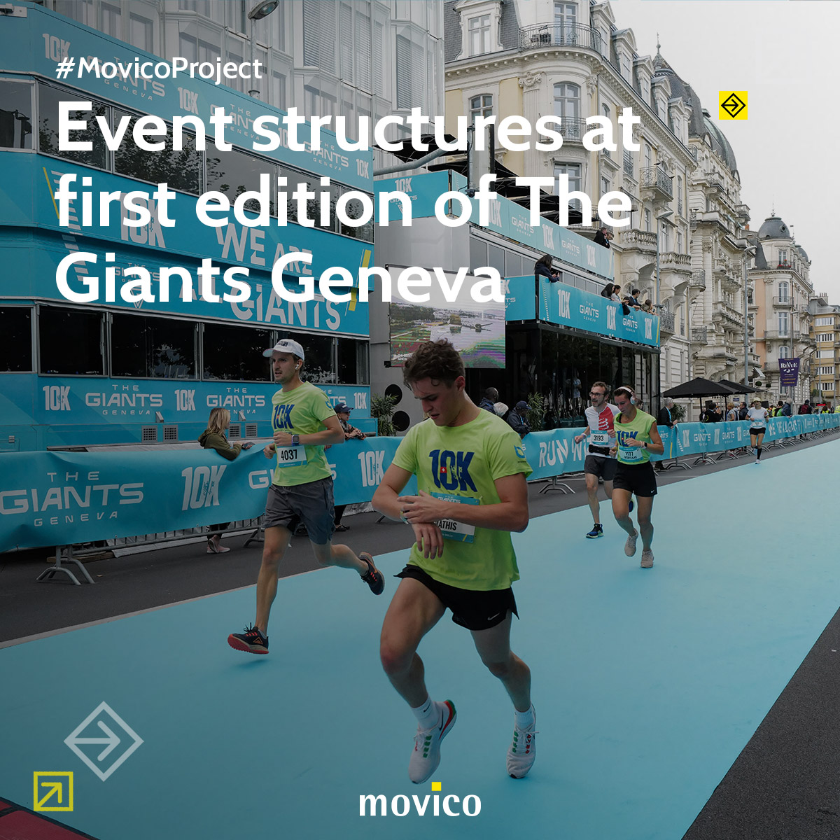 Movico_nl's tweet photo. #MovicoProject | Hospitality and finish structures at first edition of #TheGiantsGeneva! ๐ฅ Geneva turned blue with a triple deck VIP #hospitality structure, #finisharch, #podium and press facilities, all with the same uniform identity. A ultimate #experience for all runners! ๐ https://t.co/ieSWYaaTul