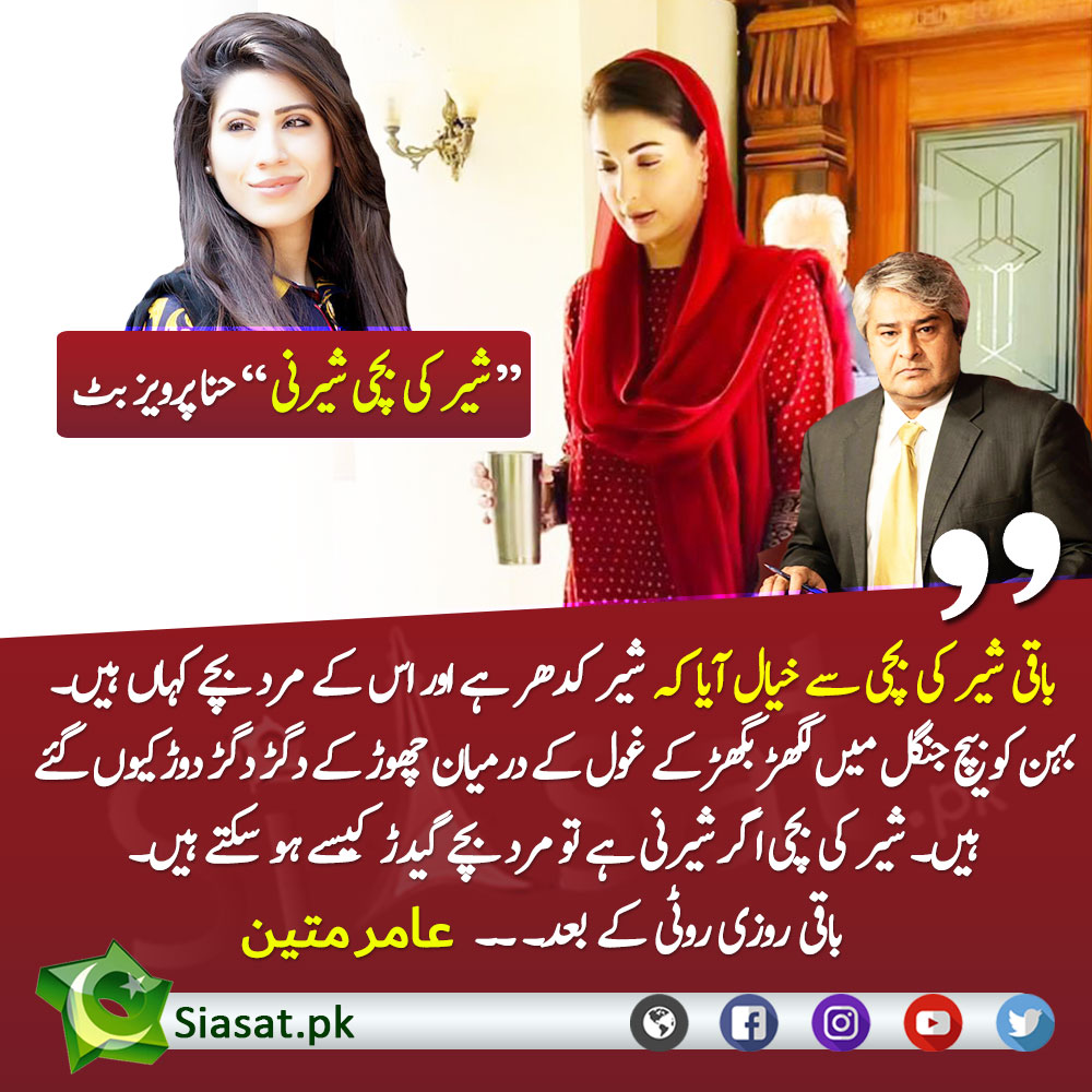 siasatpk's tweet photo. " شیر کی بچی اگر شیرنی ہے تو مرد بچے گیدڑ کیسے ہو سکتے ہیں"  عامر متین کا حنا پرویز بٹ کو جواب 

@hinaparvezbutt @AmirMateen2 #MaryamNawaz #NawazSharif

Link : https://t.co/63G42u8qgQ https://t.co/nxoJtcfWxH