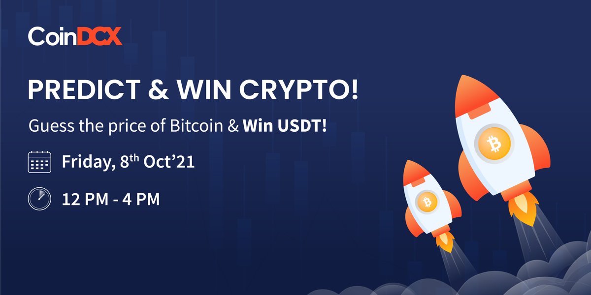 CoinDCX's tweet photo. #contestalert

A prediction is not a guess, it’s a calculation. Predict #Bitcoin price &amp; stand a chance to win up to 80 USDT.

Stay tuned for our contest post tomorrow.

Rules:
Reply your answer tagging 3 friends.
Retweet the post.

T&amp;C- https://t.co/x3bFSVD0gy

#CoinDCX #Crypto https://t.co/eiCJYTPgyr