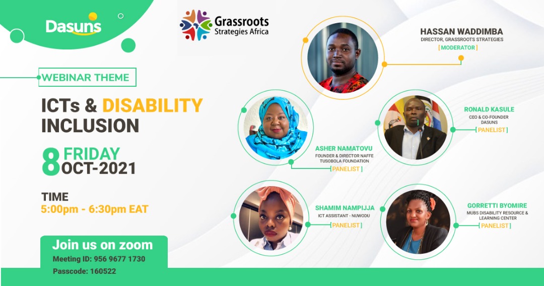 hwaddimba's tweet photo. Are you interested in knowing what challenges limit persons with disabilities from accessing & using ICTs, and how they can be overcome? Join us for this webinar on Friday, 8th October 2021 at 5 pm EAT.
Register to participate via https://t.co/LSyJv3QDhz
#DASUNS
#ICTs4Inclusion https://t.co/cd9Gd9zpPB