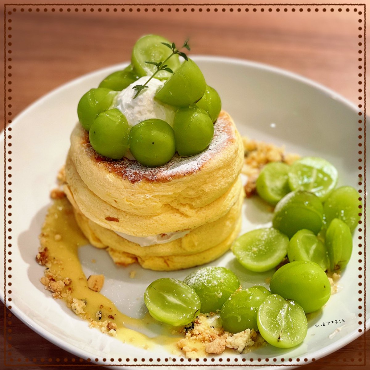 christybibi's tweet photo. ご褒美時間…🥞🥞🥞
#シャインマスカット 
#パンケーキ 
#東京生活 https://t.co/b9kcQtjHlY