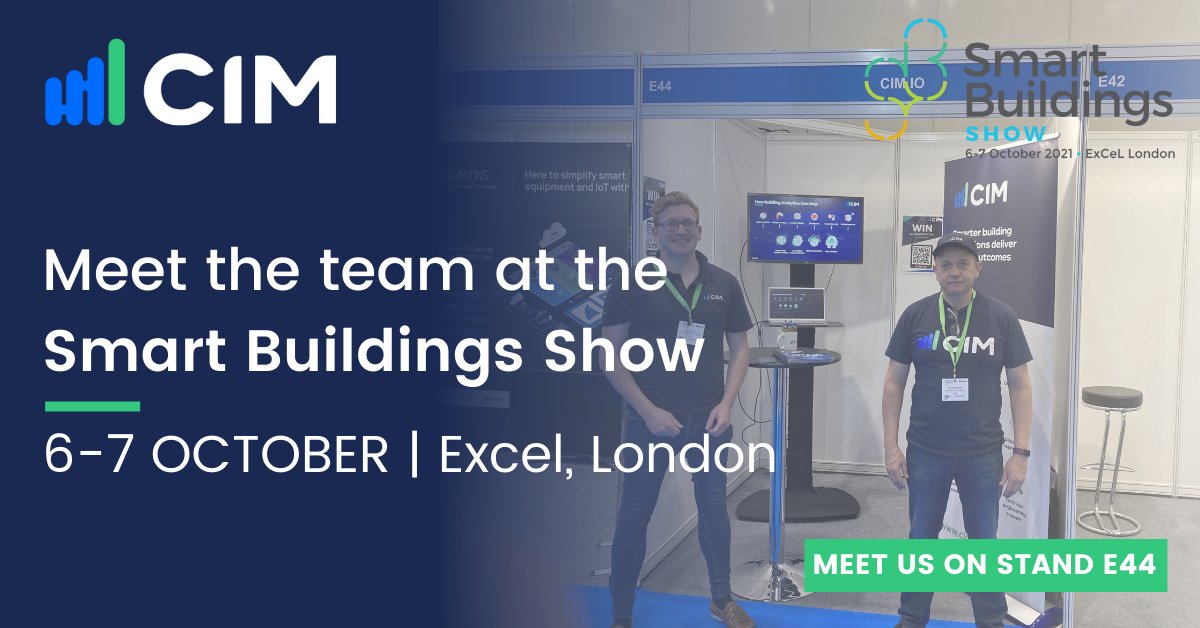 cimsoftware's tweet image. CIM are at the #SmartBuildingsShow today! Drop by stand E44 to say Hello &amp;amp; enter our competition for an Amazon Echo! The team are ready to answer your questions on improving efficiency, comfort &amp;amp; sustainability in your buildings. #smartbuildings #buildinganalytics @smart_build