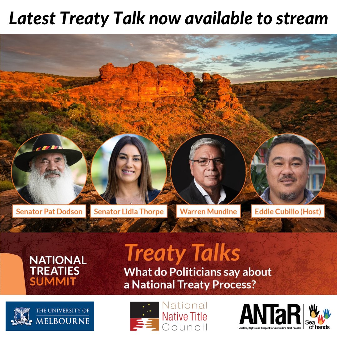 NTS2020_'s tweet photo. Watch our #TreatyTalks event of last night featuring @SenatorDodson @SenatorThorpe @nyunggai hosted by Eddie Cubillo @MelbLawSchool 👉 https://t.co/bzgFEDEA2L 

Thanks for all the support—we hope you enjoy watching this important discussion on the #UnfinishedBusiness of Treaty. https://t.co/RZx45UZXNJ