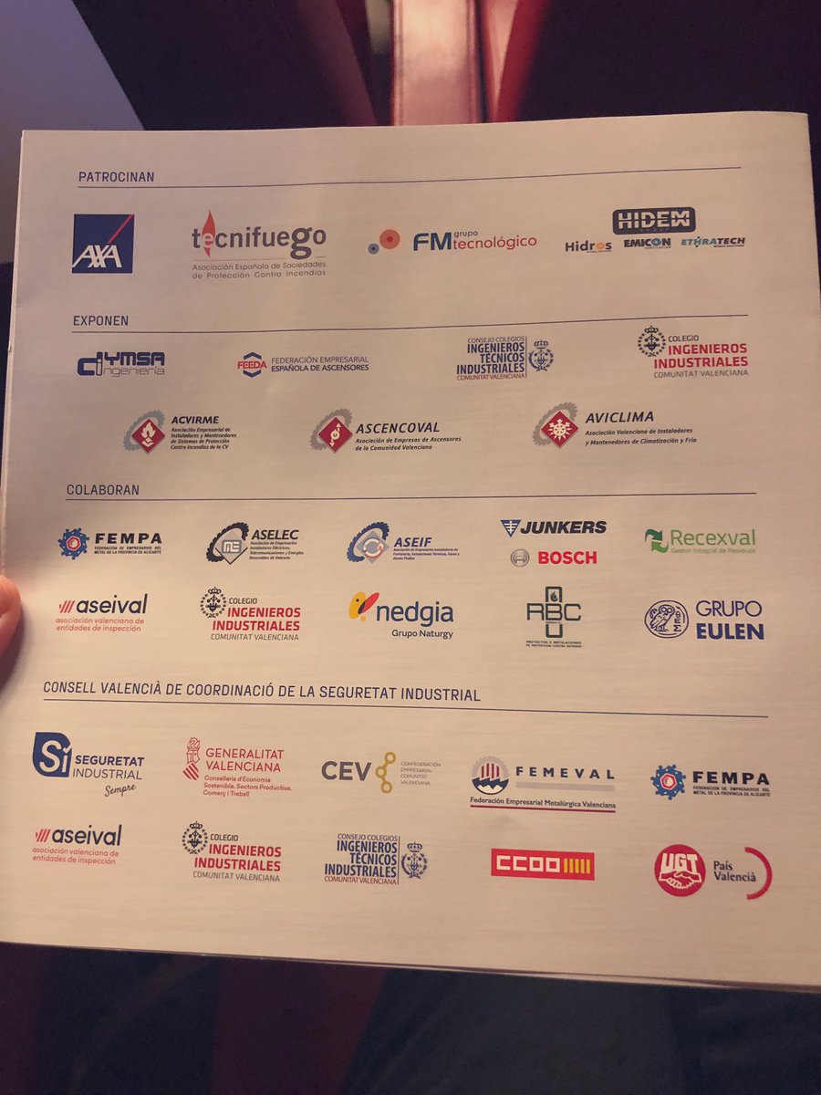 FEEDAAscensores's tweet photo. 📍Hoy participamos en @congresoSIcv Congreso sobre Seguridad Industrial, organizado por #generalitatvalenciana y @FEMEVALes
Patrocinado por @AXASegurosEs @TECNIFUEGOAESPI @fmgrupotec y #HIDEM https://t.co/oezPKVJSux